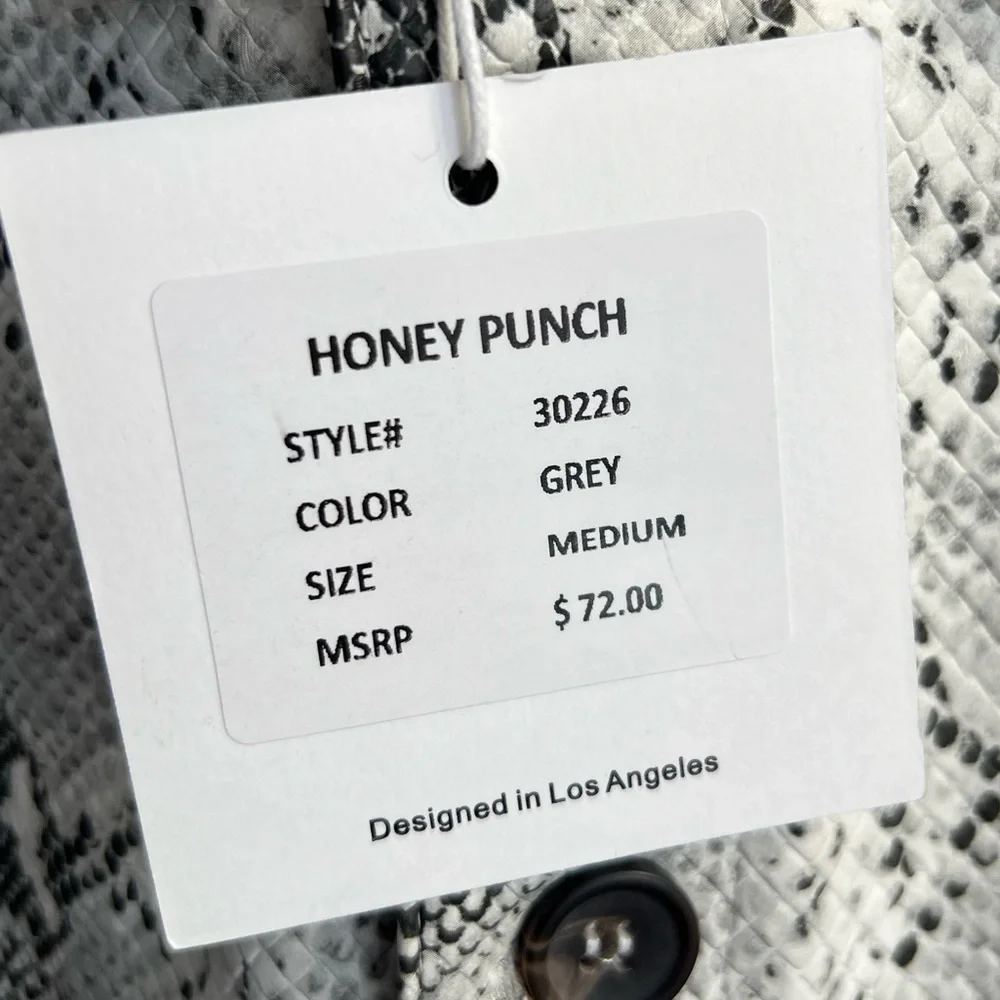 Spectacle Grey Snake Print Pinafore Dress - Honey Punch - Snake Skin Print Dress